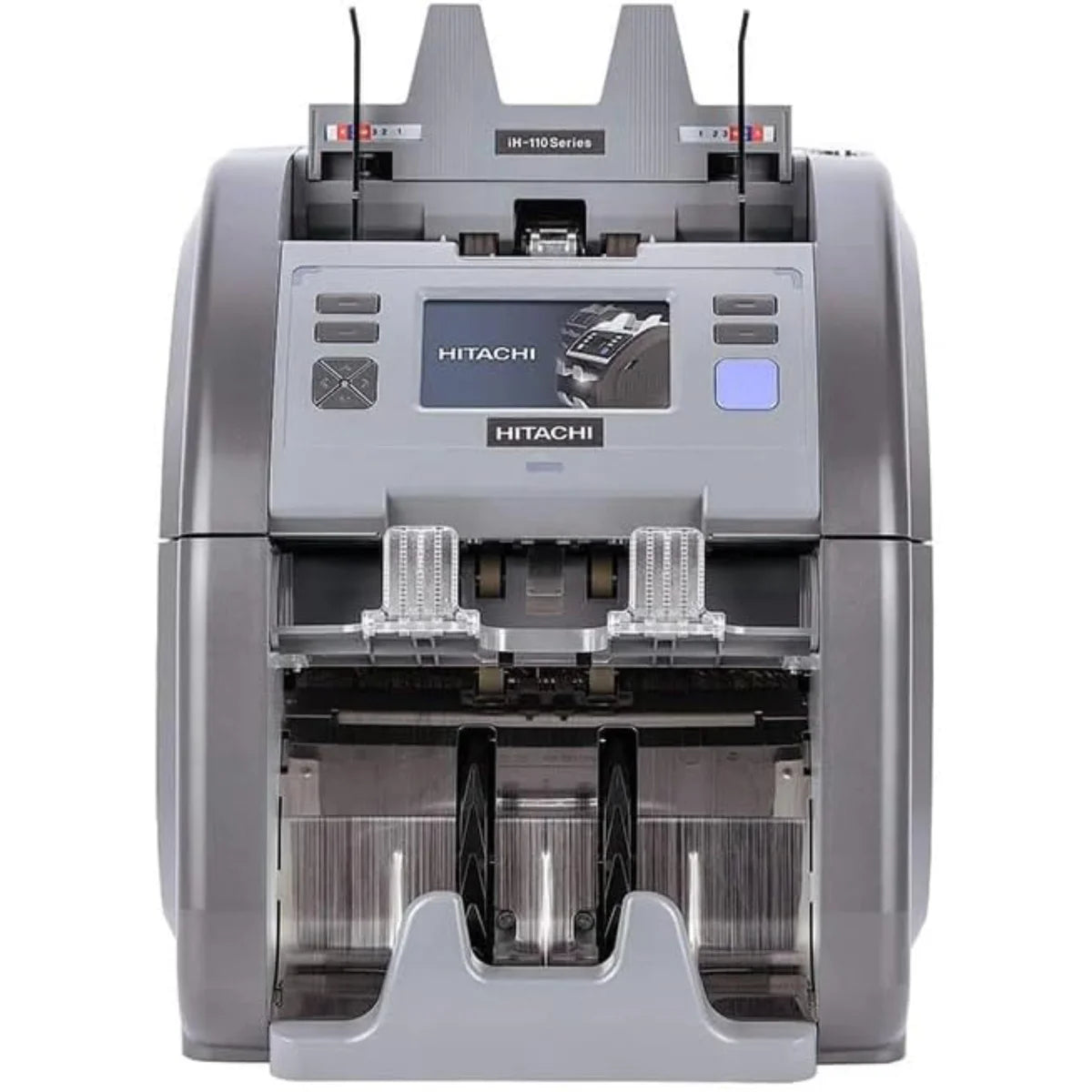 Hitachi money counting machine on a white background