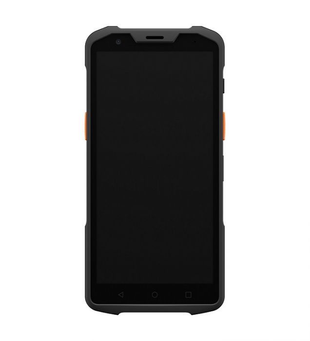 Sunmi L2s Mobile Computer featuring a black body with orange detailing, a rugged design, and a front-facing screen.