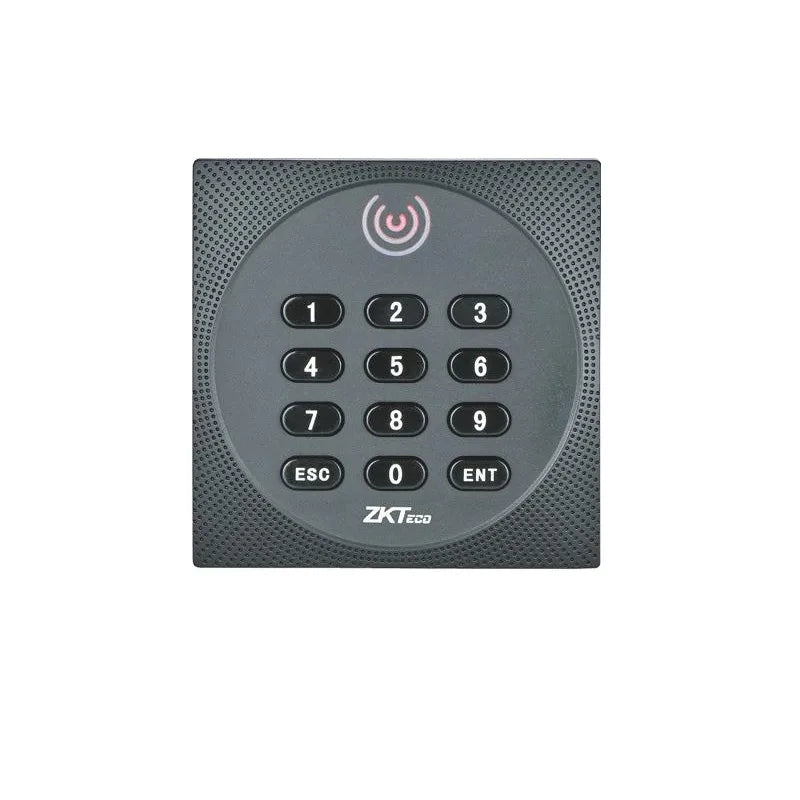 Black electronic keypad with number keys and ZKTeco branding on a white background