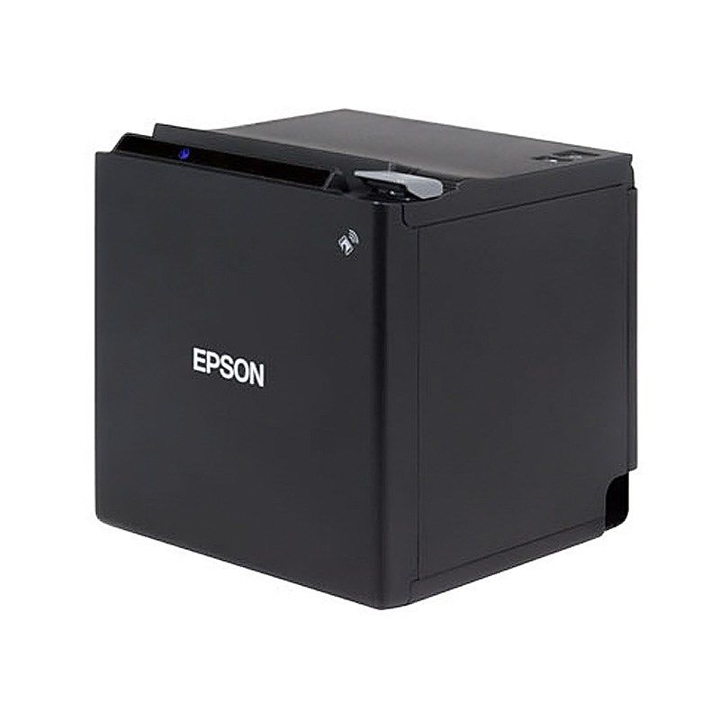 A black Epson TM-m30II receipt printer, showing the front view with the brand logo visible.