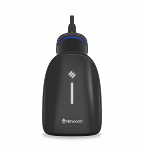 Black water bottle with Newland logo on a white background