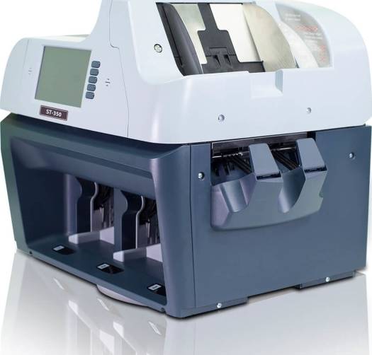 Currency counting machine on a white background