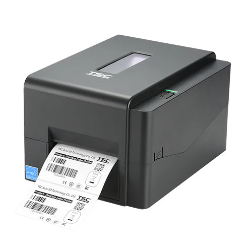 TSC label printer with a label output on a white background