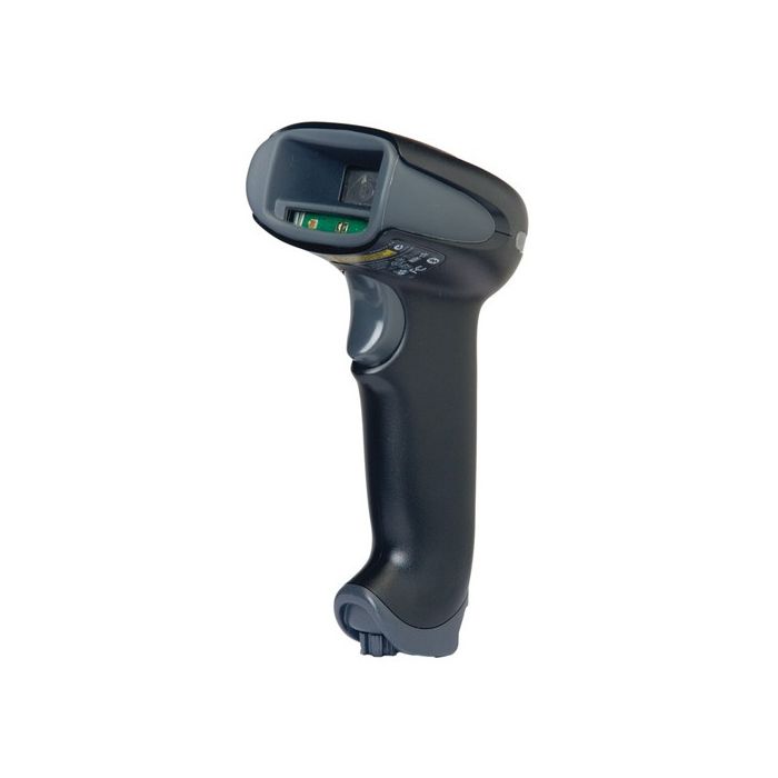 Handheld Honeywell Xenon 2D barcode scanner with a USB interface, predominantly black in color.