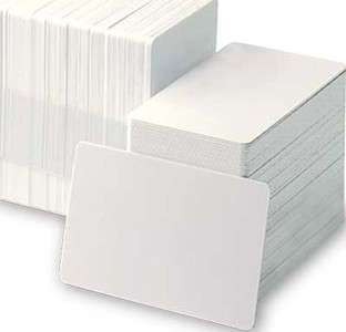 Stack of white business cards on a white background
