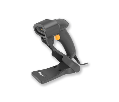 Barcode scanner with stand on a white background