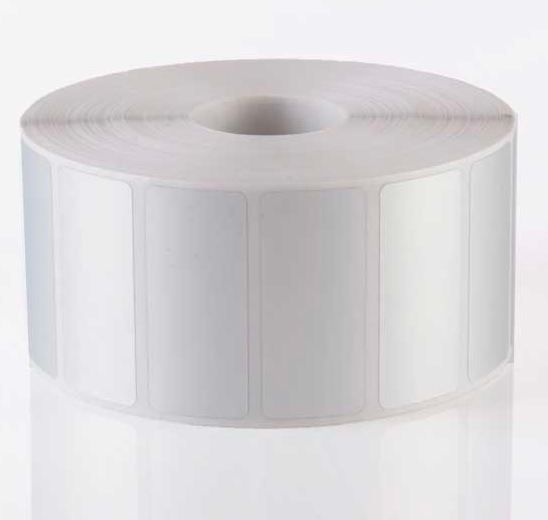 A roll of silver barcode labels