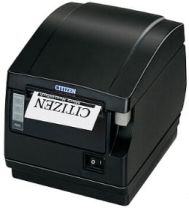 A black Citizen CT-S651IIS3UBUBKP receipt printer with a receipt coming out of the printer.