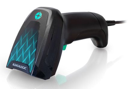 Barcode scanner with Datalogic branding on a white background