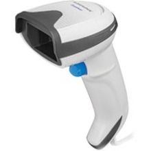 A white Datalogic GBT4500-WH-WLC barcode scanner with a blue trigger and black accents.