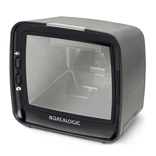 Handheld Datalogic Magellan VS3410VSi barcode scanner with a clear protective cover over the scanning window.