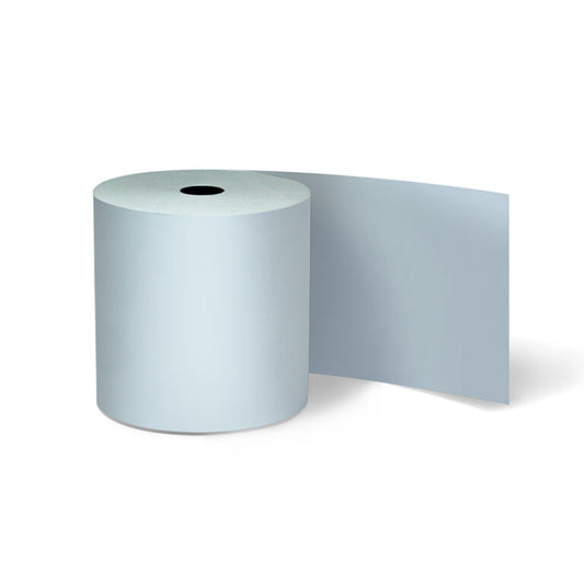 Roll of thermal paper on a white background