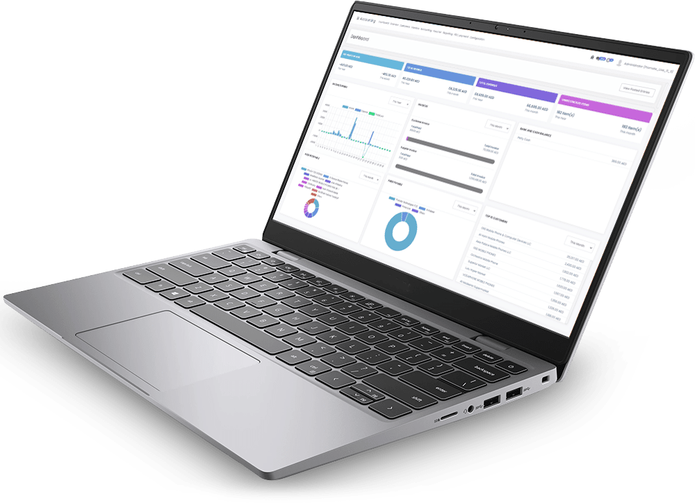 Laptop with a software interface on a transparent background