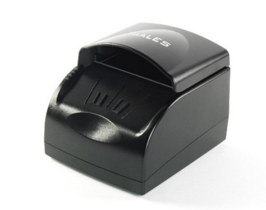 A black Gemalto AT9000 MK2 full page reader for scanning passports and ID cards.