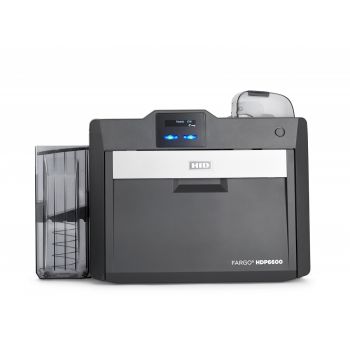 A black HID Fargo HDP6600 card printer and encoder.