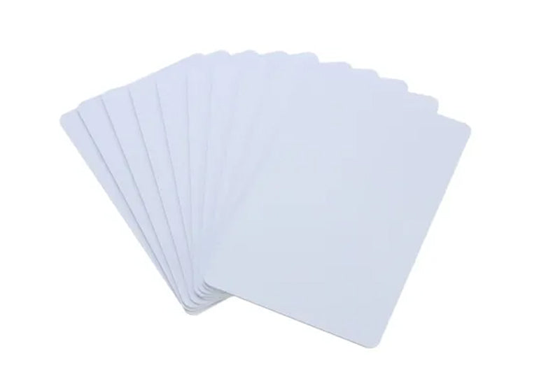 Stack of white cards on a white background