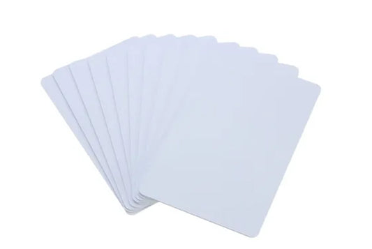 Stack of white cards on a white background