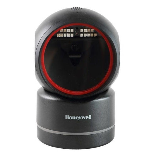 Honeywell HF680 2D Hands Free Barcode Scanner mounted on a stand.