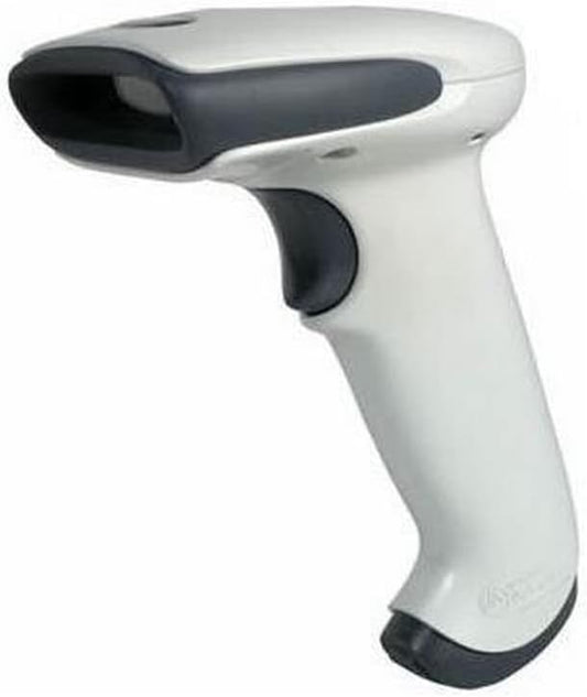Honeywell Hyperion 1300g barcode scanner, showing a hand-held device primarily in gray and black color.