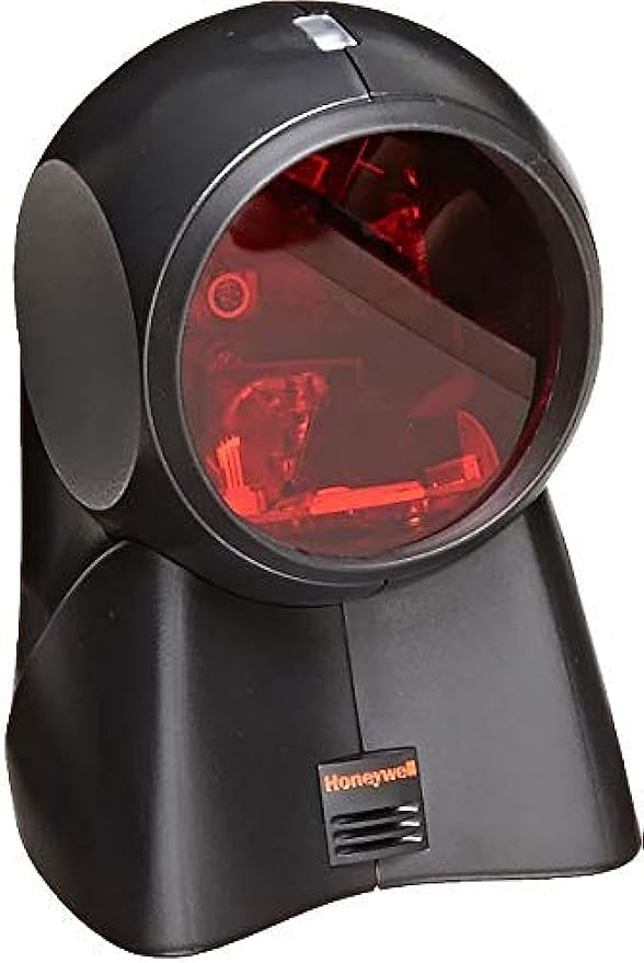 Honeywell ORBIT 7120 Barcode Scanner, a compact omni-directional scanner with a red scanning light, designed for both stand and handheld operation.