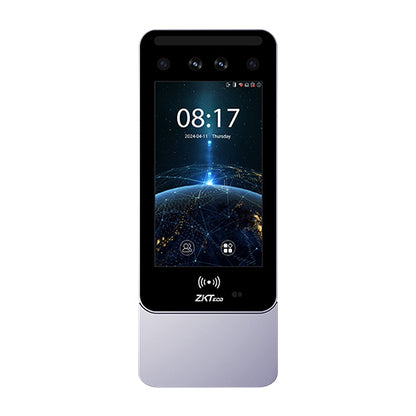 ZKTeco Horus E2 with a screen displaying time and date, branded 'ZKTeco', on a white background