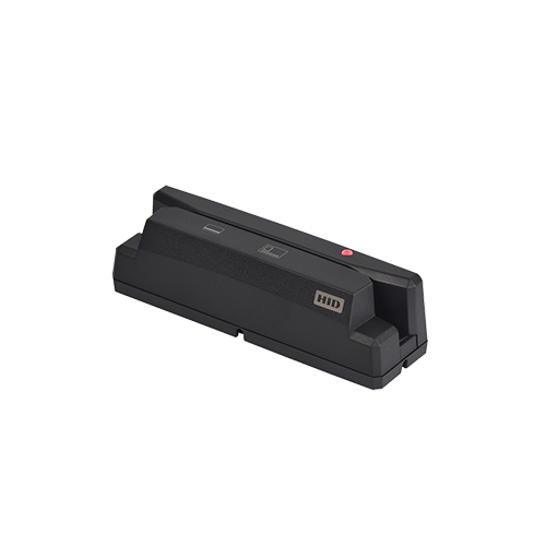 Black card reader on a white background