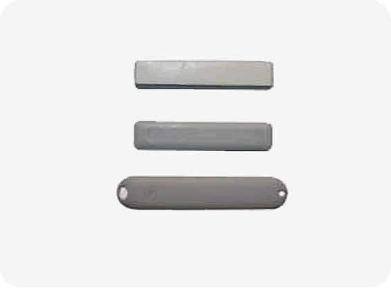 Three gray rectangular objects on a white background