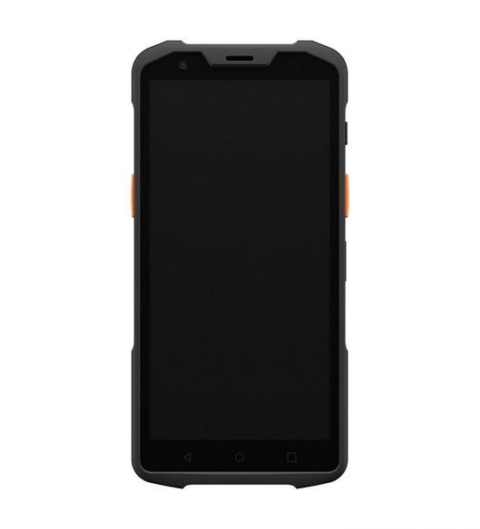 Sunmi L2s Mobile Computer featuring a black body with orange detailing, a rugged design, and a front-facing screen.