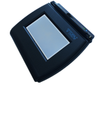 A black LCD computer monitor with a visible screen and stand.