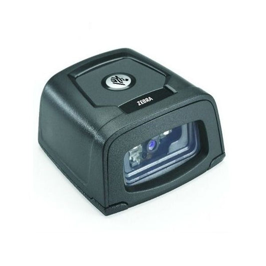 A black Zebra DS457 fixed mount scanner
