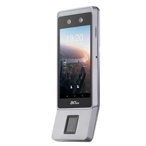 Biometric time attendance machine with a touchscreen display and a fingerprint scanner