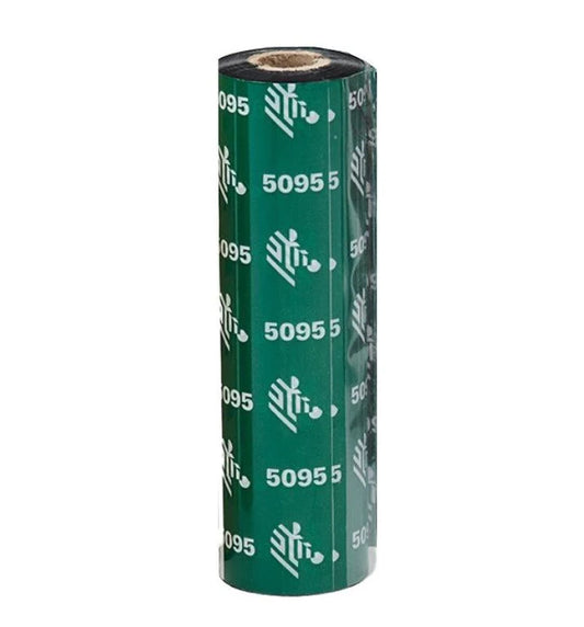 Roll of green thermal transfer ribbon with '5095' branding on a white background