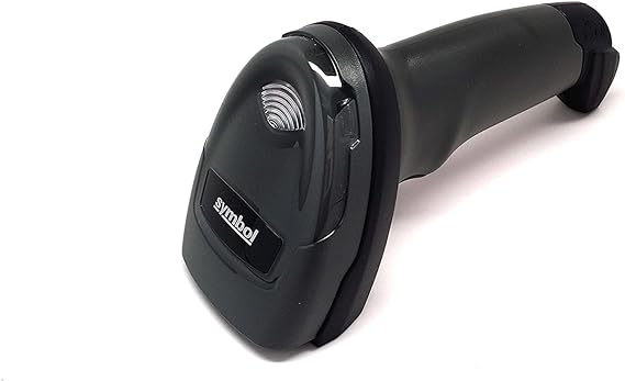 A black corded handheld high-density area scanner with a shielded USB cable.