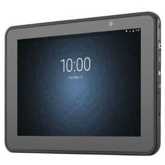 A black Zebra ET50/ET55 Tablet with a 10.1 inch display, showing the time '10:00' on the screen indicating active state.