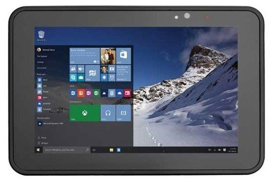 A Zebra ET51CE-G21E-00NA Tablet featuring a black color, showing the front view with the screen displaying Windows OS.