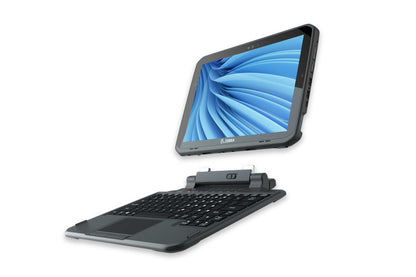 Tablet with a keyboard attachment on a white background