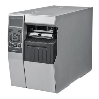 A Zebra ZT510 barcode label printer, showing a front view with paper output tray extended.