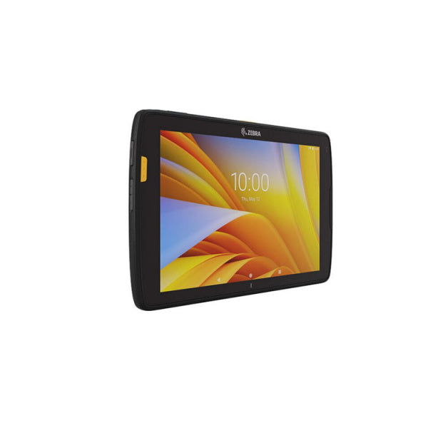 Tablet with colorful display on a white background