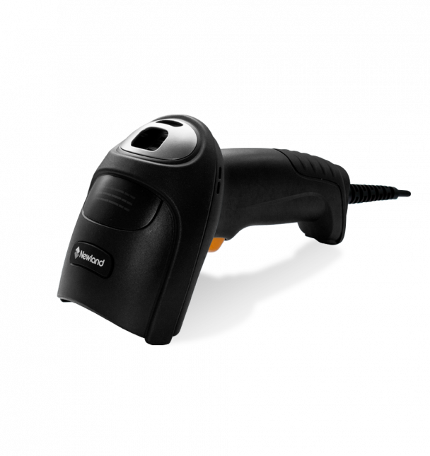 Black barcode scanner on a white background