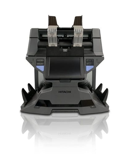 Hitachi money counting machine on a white background