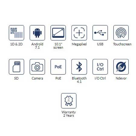 Set of icons representing various specifications on a white background