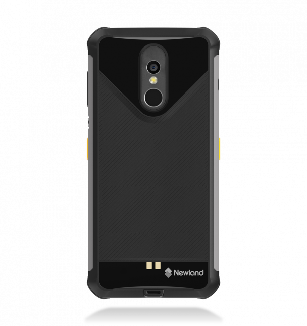 Black phone case with Newland branding on a white background