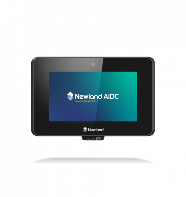 Tablet with Newland AIDC logo on a white background
