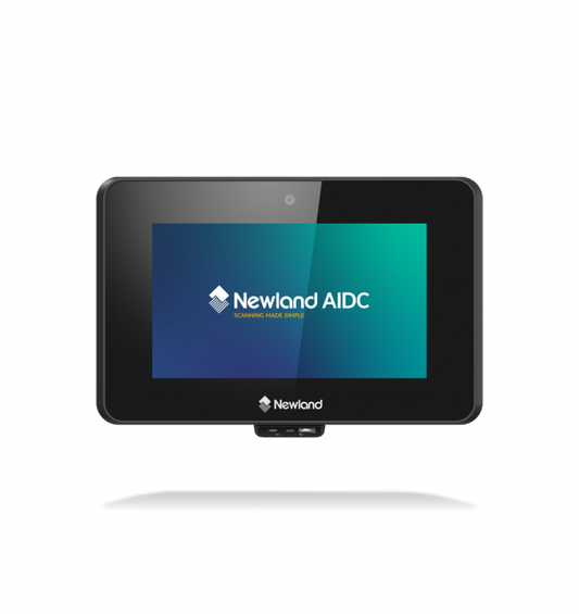 Tablet with Newland AIDC logo on a white background