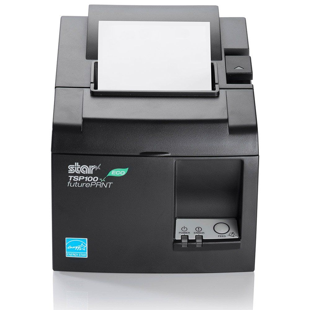 Black Star TSP100x label printer on a white background