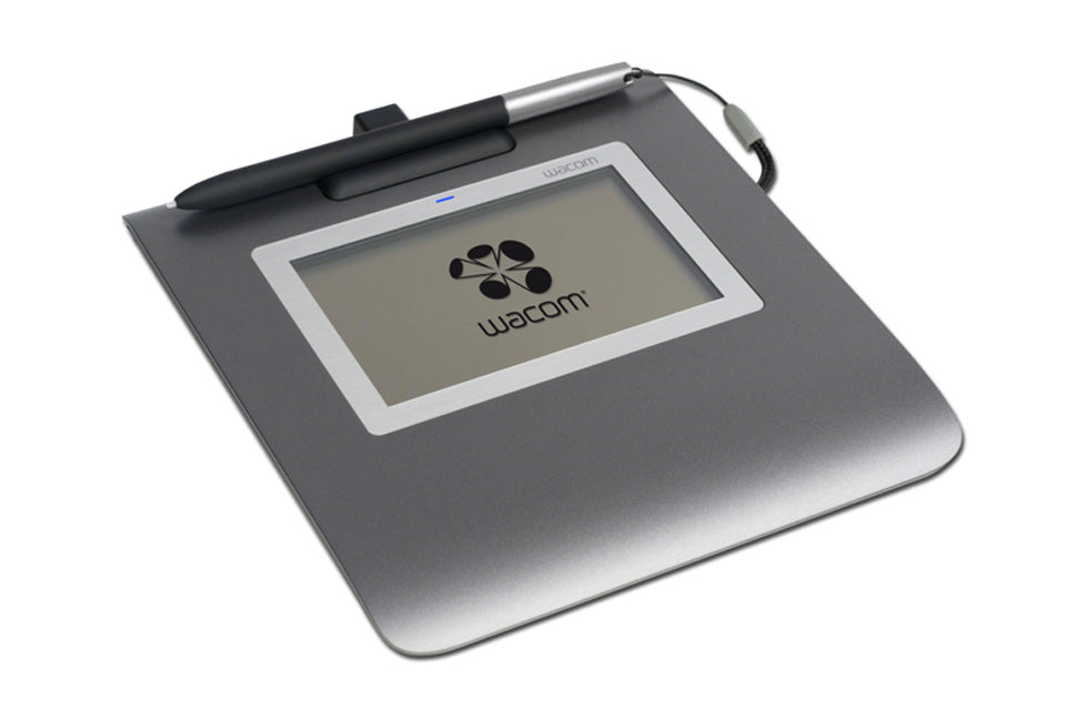 Wacom digital tablet with stylus on a white background