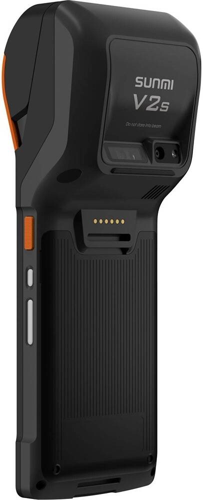 Black handheld device with 'Sunmi V2s' branding on a black background
